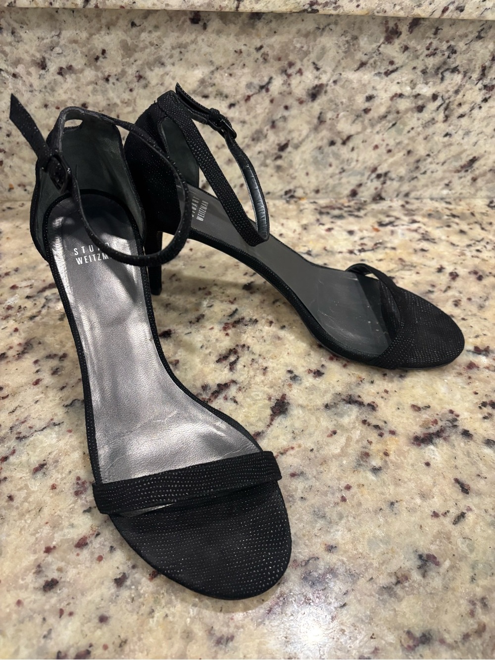Stuart Weitzman Nudist Sandal in Black size 9 made in Spain leather